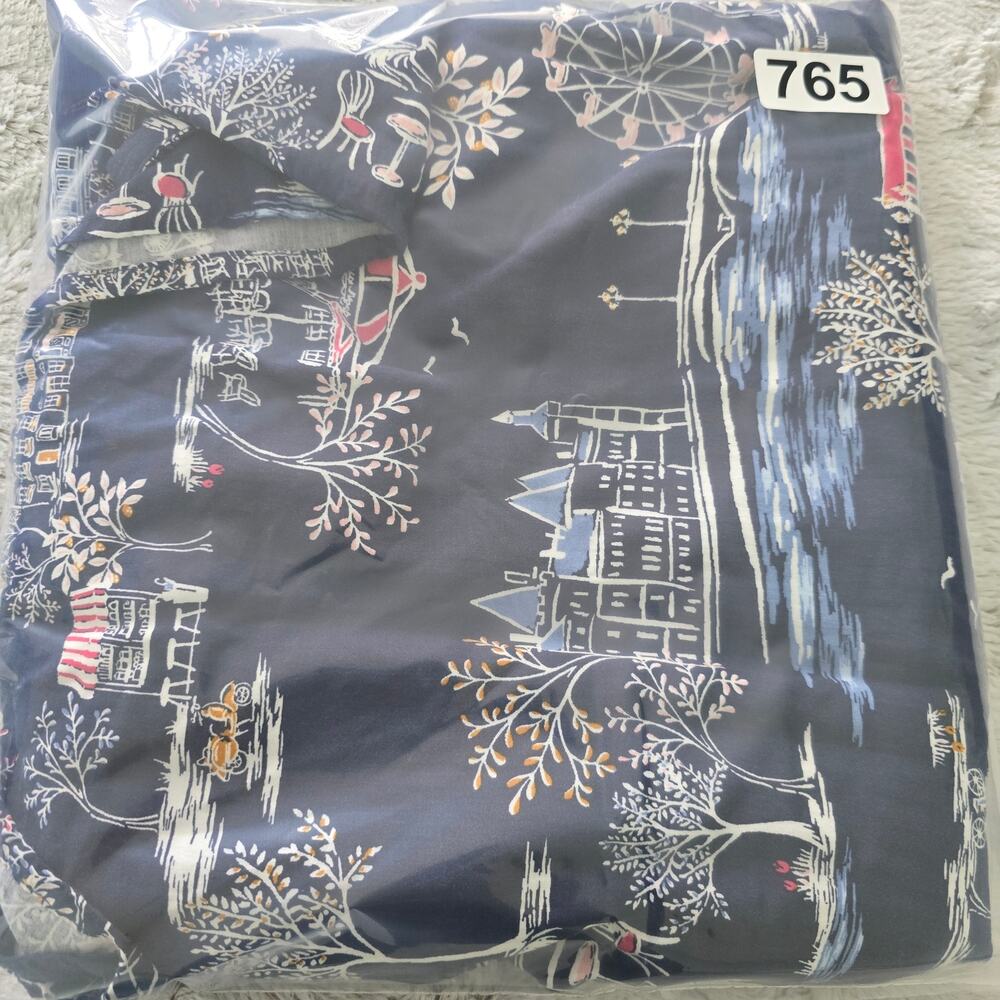 Old Navy Blue Scenic Print Midi Dress Sz S Strapy sleeves Tropical Resortwear - Picture 8 of 8